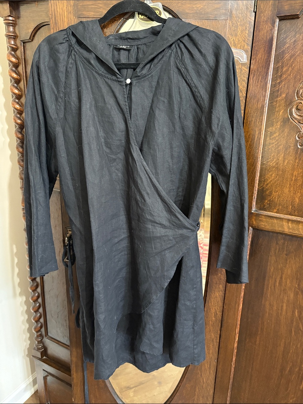 Talbots Black Lightweight Hooded Swim Coverup
